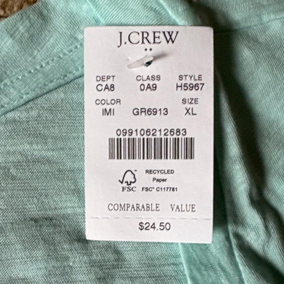 J. Crew Aqua V-Neck Short Sleeve Tee slub cotton tee xxl nwt - Picture 2 of 6